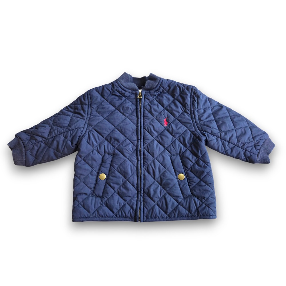 Polo Ralph Lauren Quilted Navy Blue Full Zip Jacket Coat Baby Boys 9m